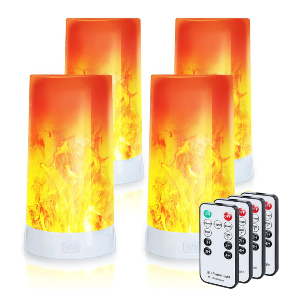 4X LED Flame Effect Light, USB Rechargeable