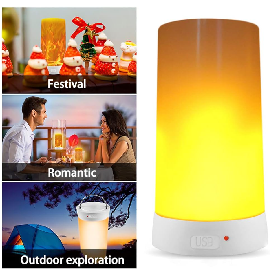 4X LED Flame Effect Light, USB Rechargeable - Image 2